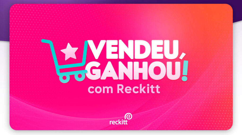 Card rosa com carrinho de compras e o texto Vendeu Ganhou com Reckitt